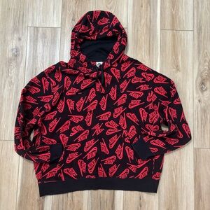 Nike Mens  All Over Print Hoodie Size XXL Black Red Pullover